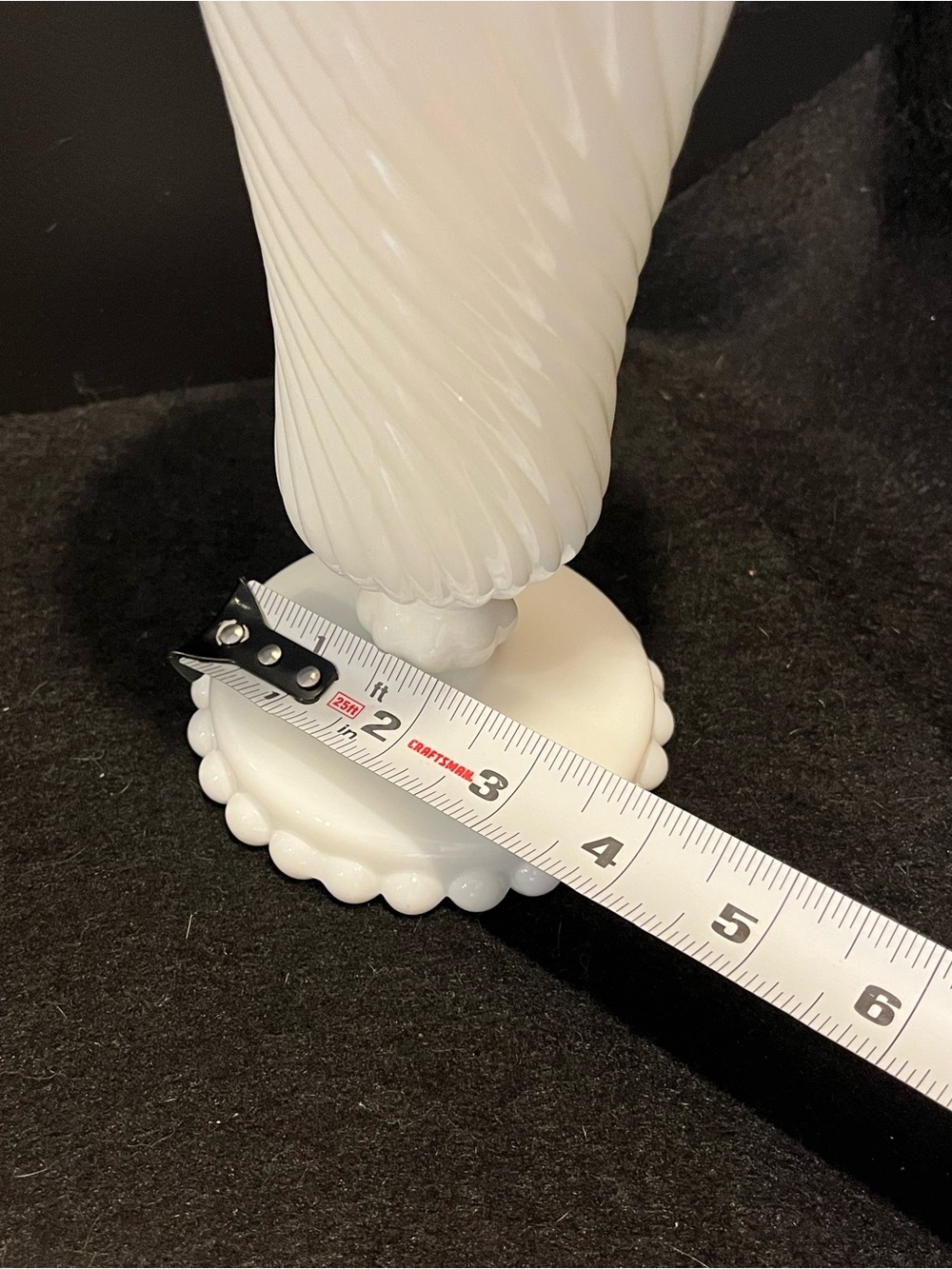 Vintage WESTMORELAND Vase Swirl and Ball Pattern Flared Milk Glass Pedestal Vase - Picture 12 of 13